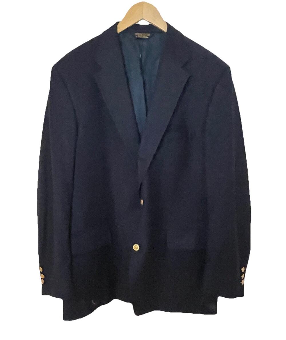 J Press Blazer 46L Navy Blue Wool Gold Button Classic Sport Coat Ivy League 80s